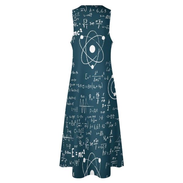 Physical Mathematics Science Formula Women's Maxi Dress Summer Sleeveless Casual Long Dresses with Pockets