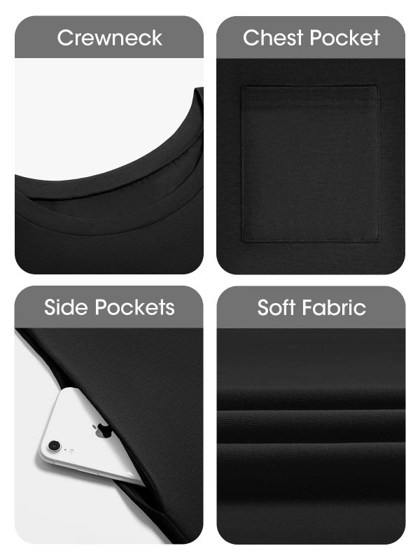 Womens Summer T Shirt Dress Casual Short Sleeve Crewneck Loose Flowy Mini Dresses with Pockets