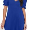 Women's Casual Dresses Short Sleeve V-Neck Dress with Pockets