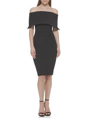 Women's Sleeveless Off Shoulder Cocktail Midi Dress