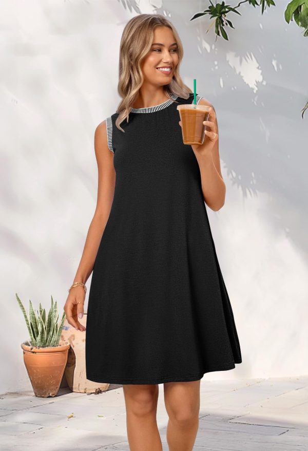 Women's 2025 Summer Casual Sundress Beach Vacation Sleeveless Tank Crewneck Coverup Mini Dresses