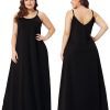 Womens 2025 Casual Sleeveless Sundress Plus Size Loose Plain Long Summer Beach Maxi Dress with Pockets S-5X