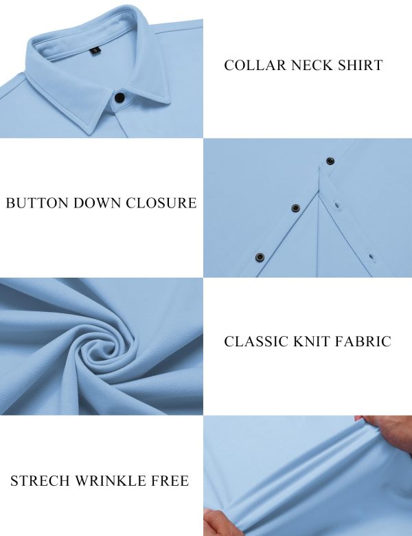 Men's Muscle Dress Shirts Short Sleeve Stretch Casual Button Down Shirts Wrinkle Free Slim Fit Dress Shirt for Men