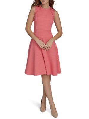 Women's Sleeveless Scoop Neck Fit and Flare Dress