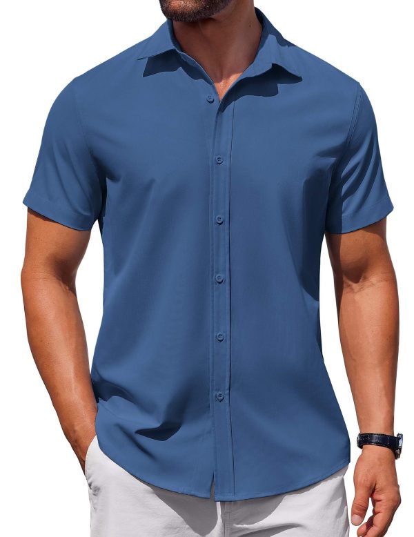 Men's Button Down Shirt Short Sleeve Casual Shirt for Men Summer Business Casual Dress Shirt