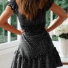Womens Summer Ruffle Sleeve Sweetheart Neckline Printing Dress Mini Dresses
