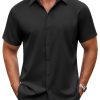 Men's Casual Button Down Shirt Short Sleeve Wrinkle Free Dress Shirt Beach Summer Wedding Shirt