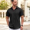 Men's Casual Button Down Shirt Short Sleeve Wrinkle Free Dress Shirt Beach Summer Wedding Shirt