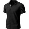 Linen Shirts for Men Button Down Beach Shirt Short Sleeve Men's Casual Summer Vacation Shirts