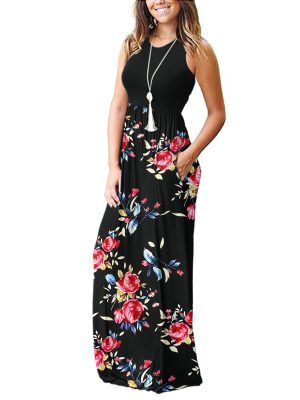 Women's Loose Plain Maxi Dresses Casual Long Dresses with Pockets