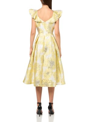 Women's Sheer Floral Ruffle Midi Dress