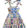 Women's Summer Floral Print Tie Shoulder Cami Dress Flare Hem Boho Mini Dress