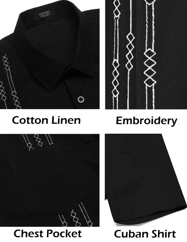 Mens Cuban Guayabera Shirt Short Sleeve Linen Button Down Shirts Casual Summer Beach Tops