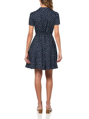 Women's Fit and Flare Short Sleeve Shirt Dress