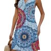 Beach Dresses for Women 2025 Vacation Swim Cover up V-Neck Summer Dress Button Down Sleeveless Boho Floral Sundress