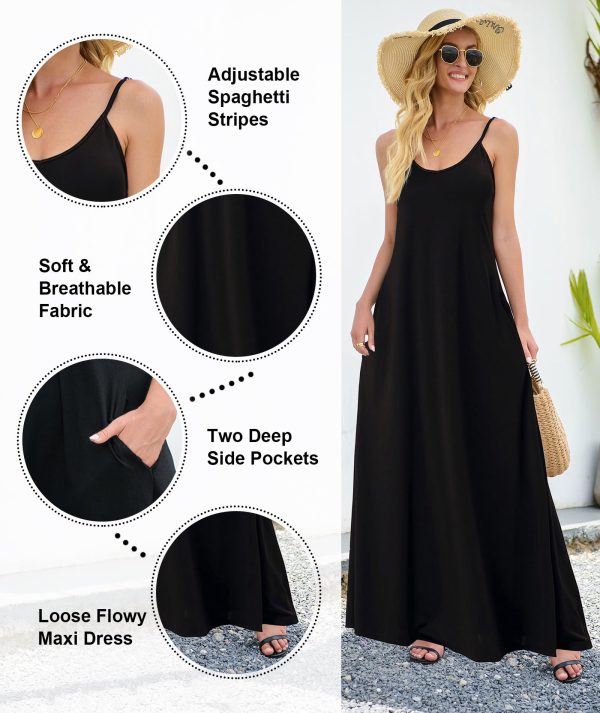Womens 2025 Casual Sleeveless Sundress Plus Size Loose Plain Long Summer Beach Maxi Dress with Pockets S-5X