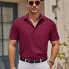 Mens Casual Button Down Shirts Short Sleeve Business Shirts Lightweight Wrinkle Free Dress Shirts