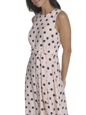 Women's Aline Tie Belt Sleeveless Midi Dress