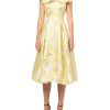 Women's Sheer Floral Ruffle Midi Dress