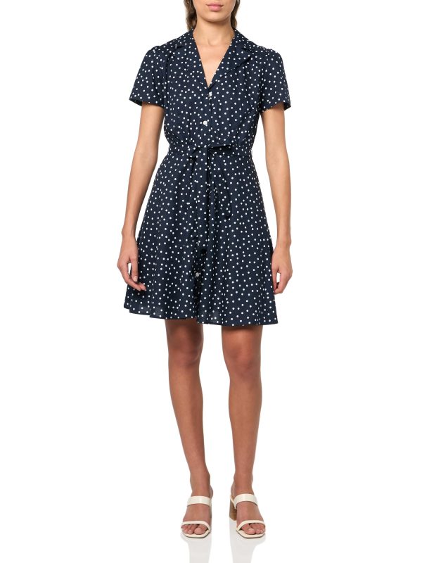 Women's Fit and Flare Short Sleeve Shirt Dress