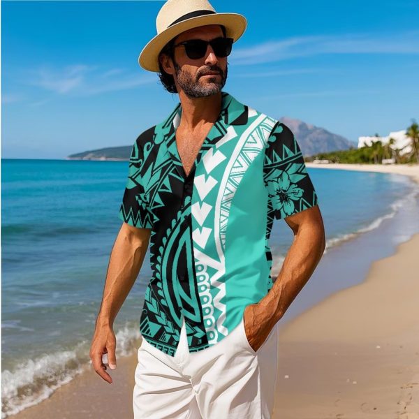 Polynesian Couples Matching Outfits Short Sleeve Puletsai Samoan Traditional Dress & Man Shirts