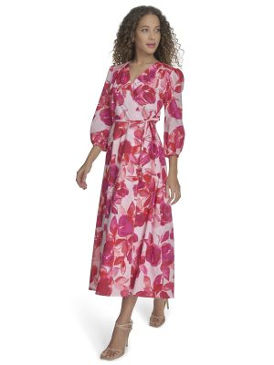 Women's Casual Wrap Cotton Midi Dress