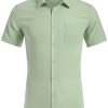 Mens Casual Short Sleeve Shirts Button Down Textured Shirts Summer Beach Shirt with Pocket