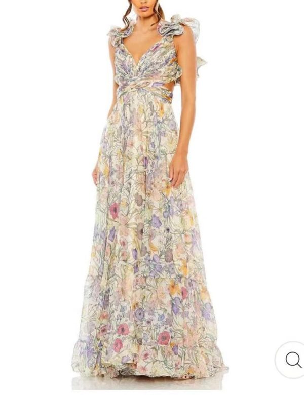 Women's Summer Floral Print Straps Sleeveless V Neck Criss Cross Backless Chiffon Beach Boho Party Long Maxi Dress