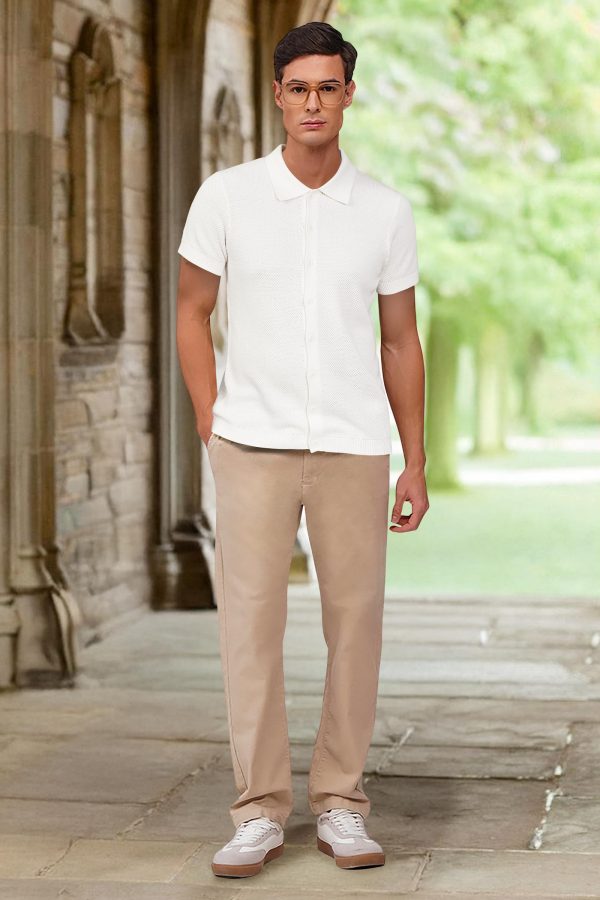 Mens Wool Blended Button Down Shirt Short Sleeve Knit 2025 Summer Fashion Dress Shirts Casual Business Golf