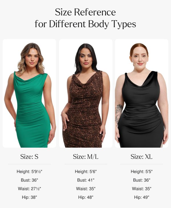 Formal Dresses for Women - Shapewear Cowl Neck Maxi Ruched Bodycon Gowns with Slit - Prom Dress Wedding Guest