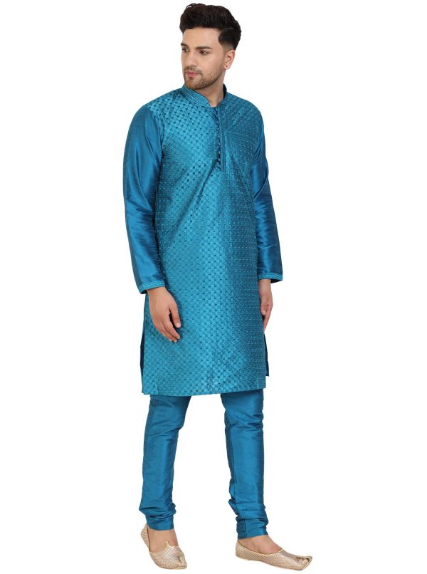 Men's Tunic Kurta Pyjama Set Party Wear Ethnic Dress Suit