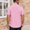 Mens Short Sleeve Button Down Shirts Lightweight Stain Shield Business Casual Dress Shirt Wrinkle Free