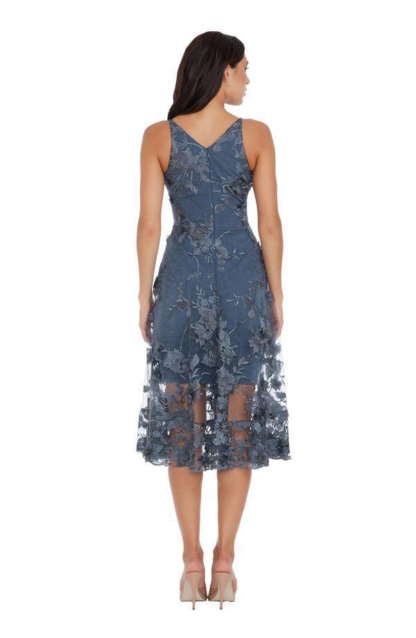 Women's Audrey Spaghetti Strap Midi A-line 3D Floral Dress