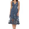 Women's Audrey Spaghetti Strap Midi A-line 3D Floral Dress