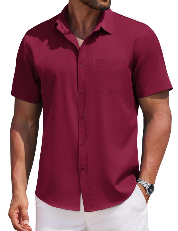 Mens Casual Button Down Shirts Short Sleeve Business Shirts Lightweight Wrinkle Free Dress Shirts