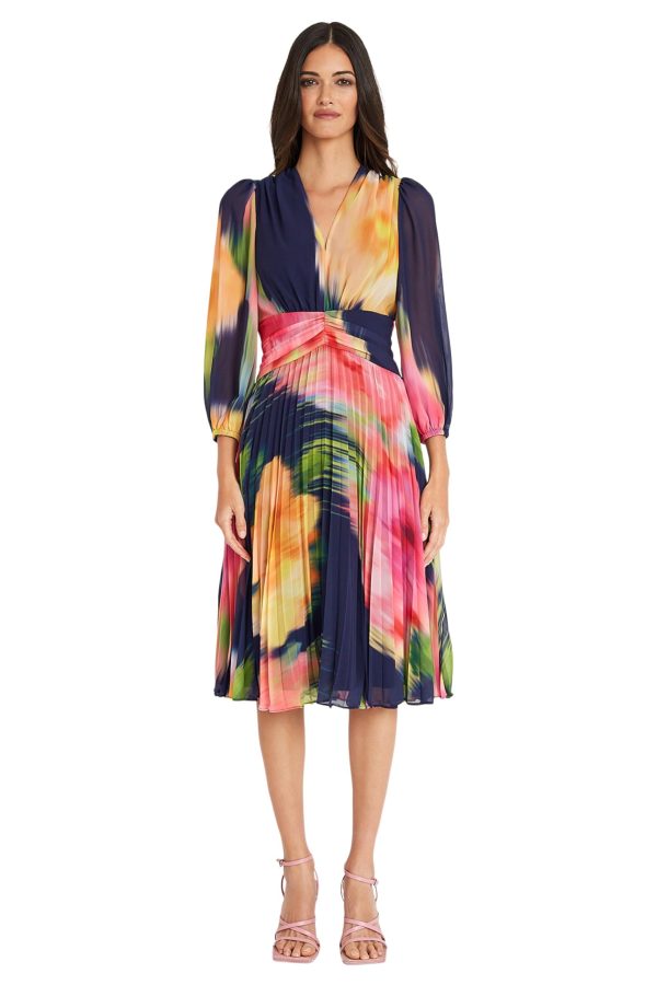 Long Sleeve Chiffon Empire Waist Semi Formal Wedding Guest Dresses for Women