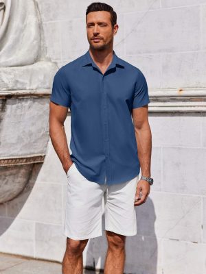 Men's Button Down Shirt Short Sleeve Casual Shirt for Men Summer Business Casual Dress Shirt