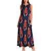 Red Lobster Printed Womens Sleeveless Maxi Dress Casual Sundress Beach Dress