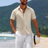 Mens Casual Beach Shirts Short Sleeve Button Down Shirts Summer Vacation Untucked Dress Shirts
