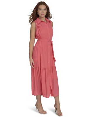 Women's Sleeveless Midi Shirt Dress