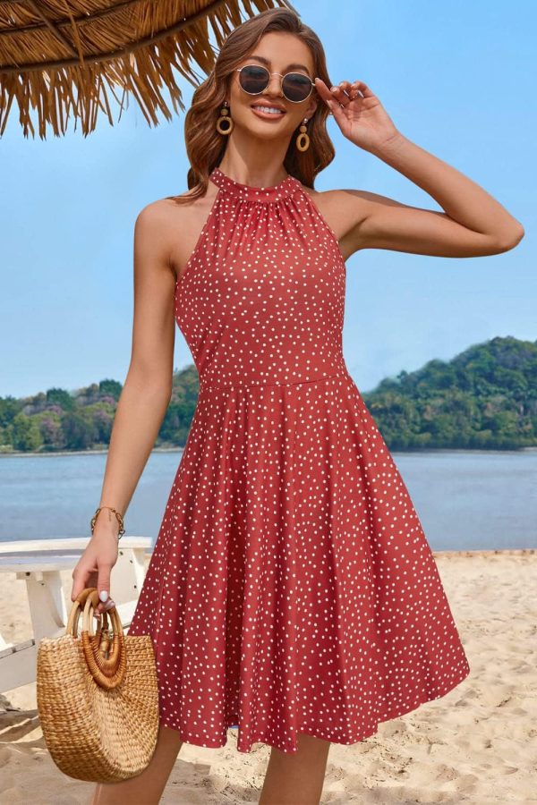 Women's Halter Neck Floral Summer Casual Sundress
