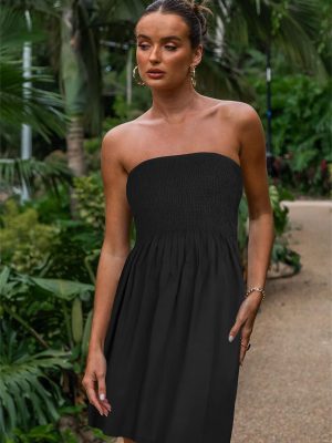 Summer Dress for Women Beach Boho Strapless Cover Ups Off Shoulder Floral Sundresses