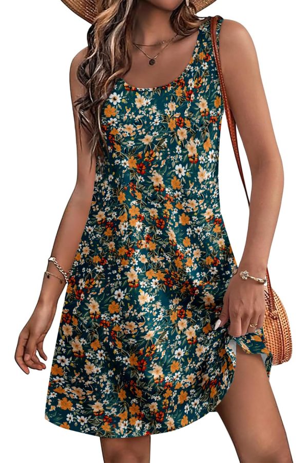 Women's Summer Dress 2025 Sleeveless Floral Boho Sundress Swimsuit Coverup Casual Loose Beach Vacation Tank Dresses