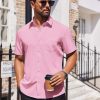 Mens Short Sleeve Button Down Shirts Lightweight Stain Shield Business Casual Dress Shirt Wrinkle Free