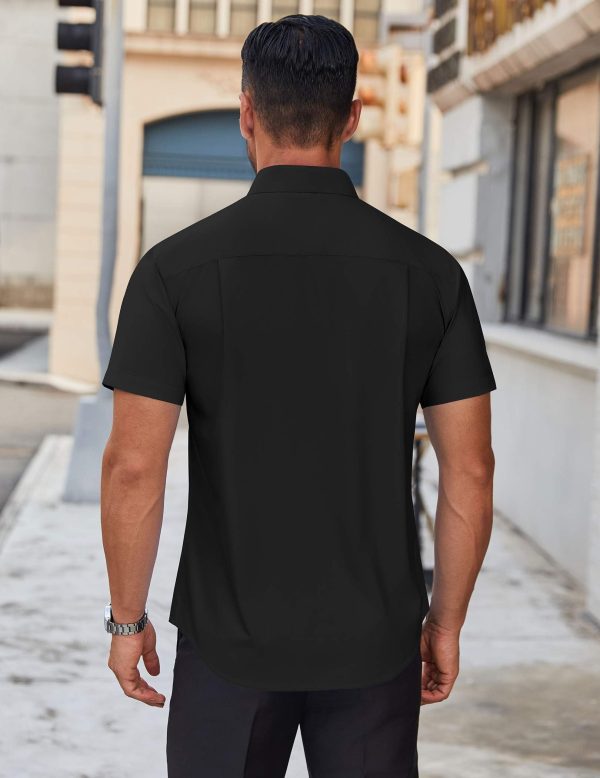 Mens Short Sleeve Dress Shirts Wrinkle Free Casual Button Down Shirts Summer Untucked Dress Shirt