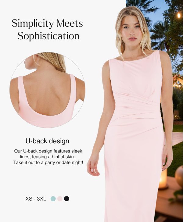 Formal Office Dresses for Women - Long Dress - Ruched Bodycon Maxi Dress Backless