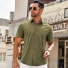 Men's Casual Button Down Shirts Short Sleeve Beach Summer Shirt Vacation Wedding Shirts with Pocket