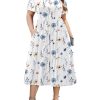 Women Plus Size Short Sleeve Dress Loose Summer Casual A-Line Flowy Midi Dresses with Pockets