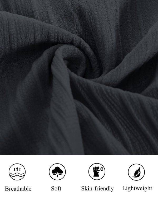 Men's Casual Button Down Shirts - Short Sleeve Summer Textured Beach Wrinkle-Free Shirts