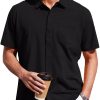 Mens Short Sleeve Dress Shirts Business Casual Button Down Shirt Summer Beach Wedding Untucked Shirts with Pocket